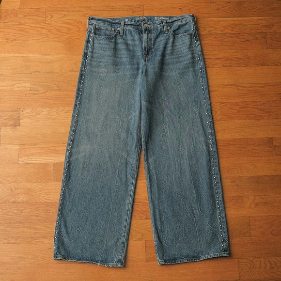 J.Crew Denim - J.Crew Studded Lower Rise Wide Leg 1984 Rigid Jeans Blue Denim Size 31
